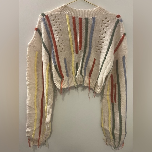 NWOT Miss Sparkling Knit Fringe Crop Top Sweater - Picture 7 of 8